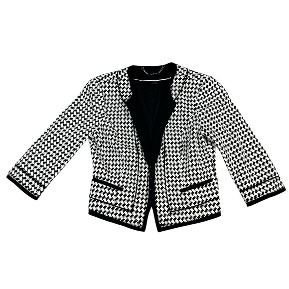 White House Black Market Jackets & Blazers - White House Black Market Houndstooth Tweed Jacket Blazer Size 12 Black White